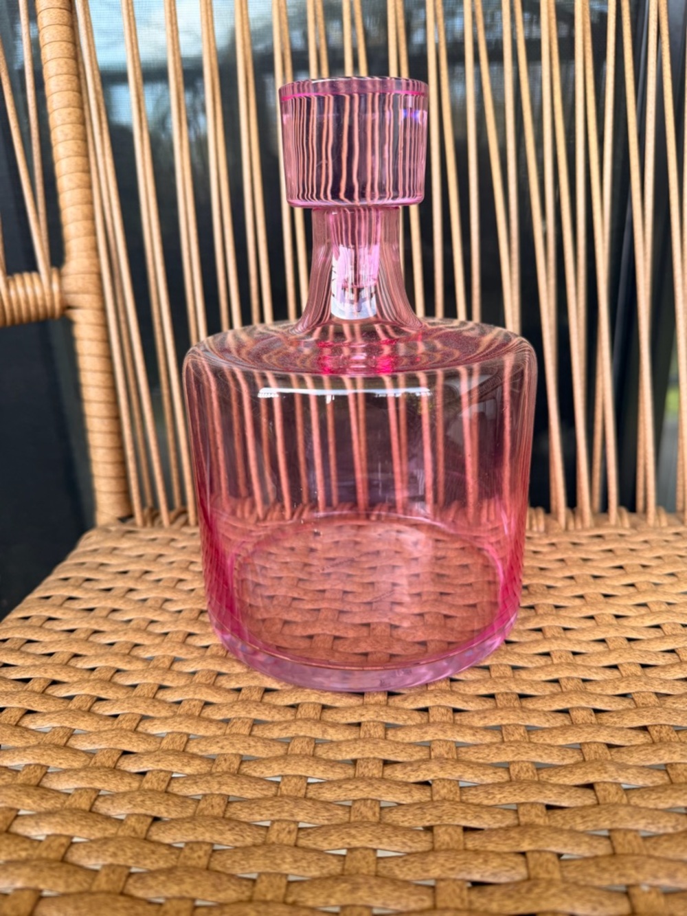 Anthropologie Pink Short Morgan Decanter 42.68 oz